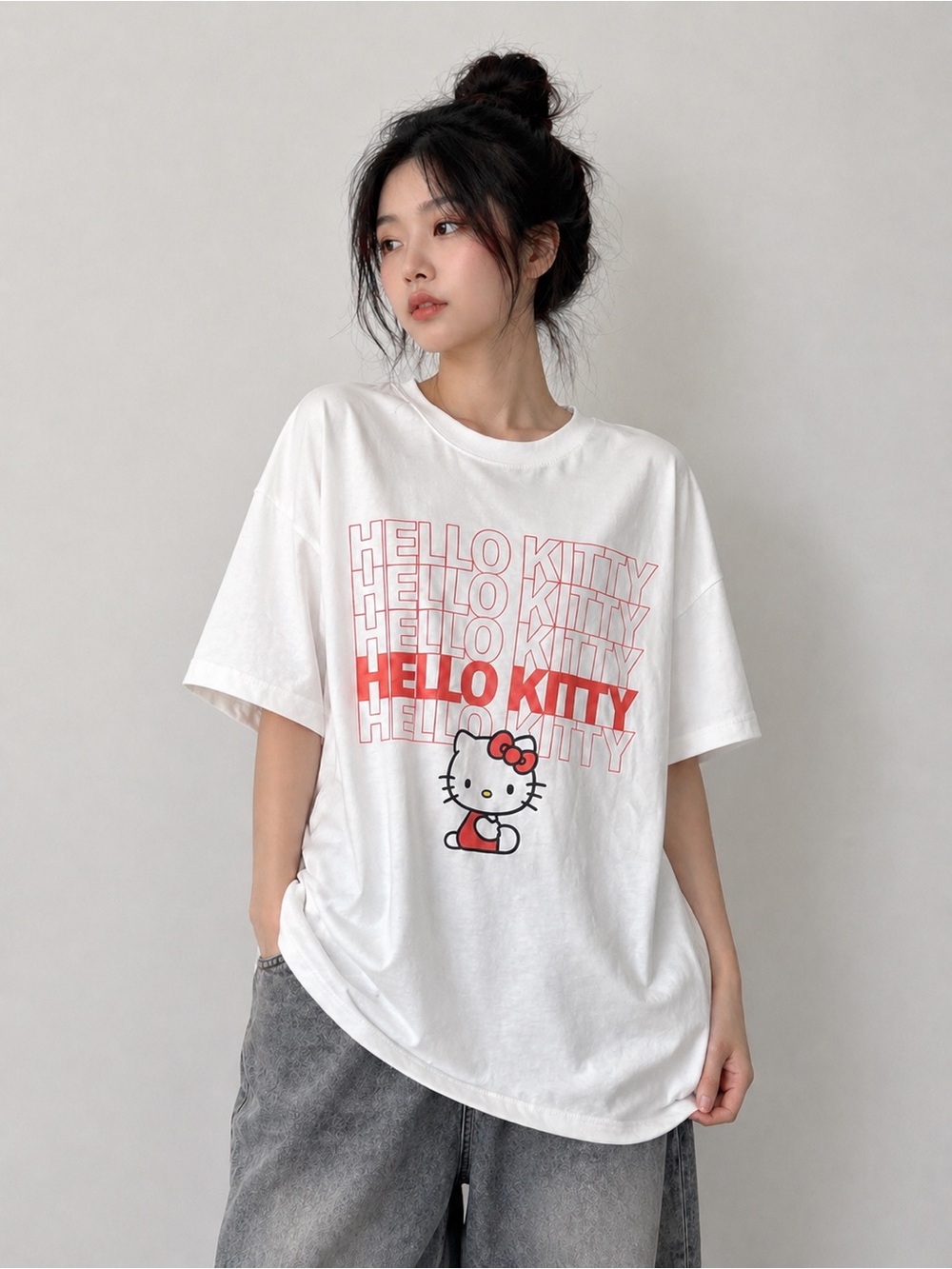 Sanrio Hello Kitty White Tee with Red Graphic